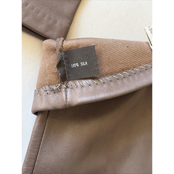 Vintage VTG Lord & Taylor Brown Taupe Silk Lined Leather Gloves Womens 7.5 - Picture 16 of 16